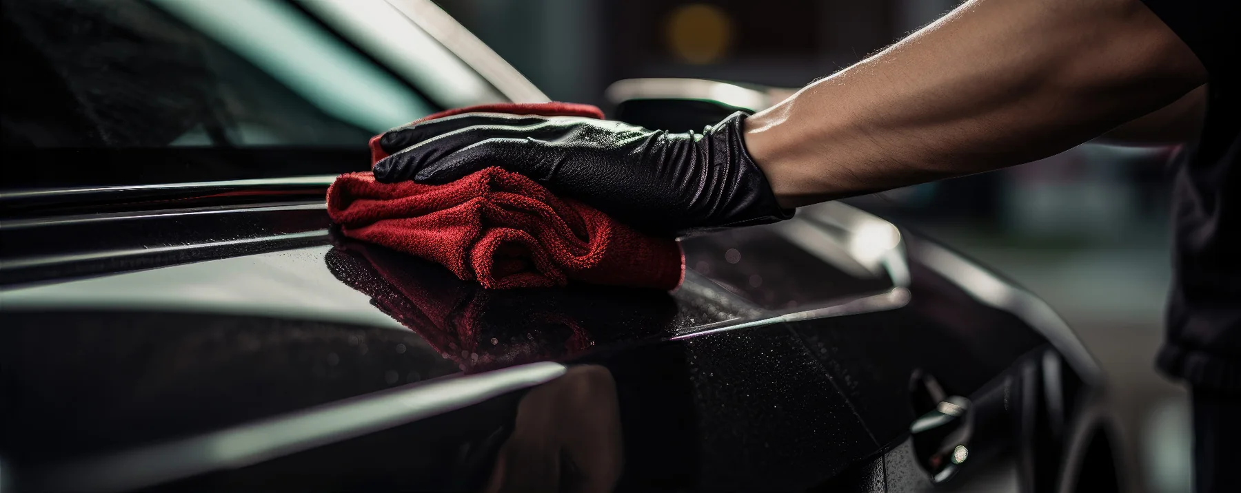 Soin de carrosserie automobile réalisé avec une microfibre